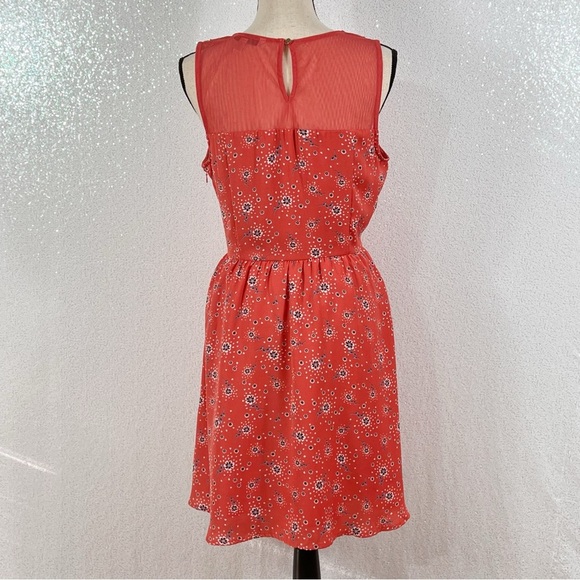 LC Lauren Conrad orange floral print dress with scalloped collar. Size 12 - Picture 4 of 16